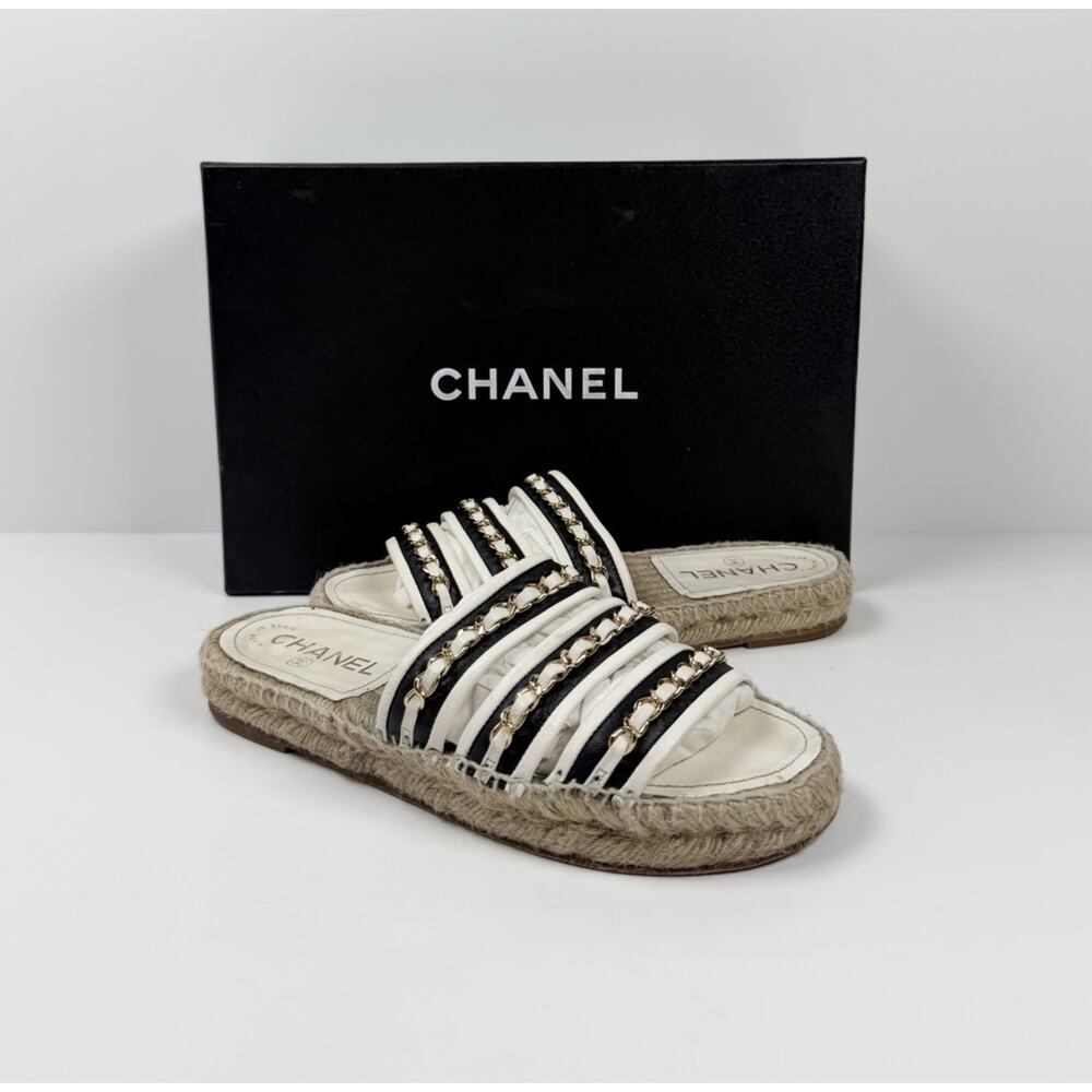 Size 36EU/6W - Chanel Chain Link Leather Espadrilles - Picture 2 of 11
